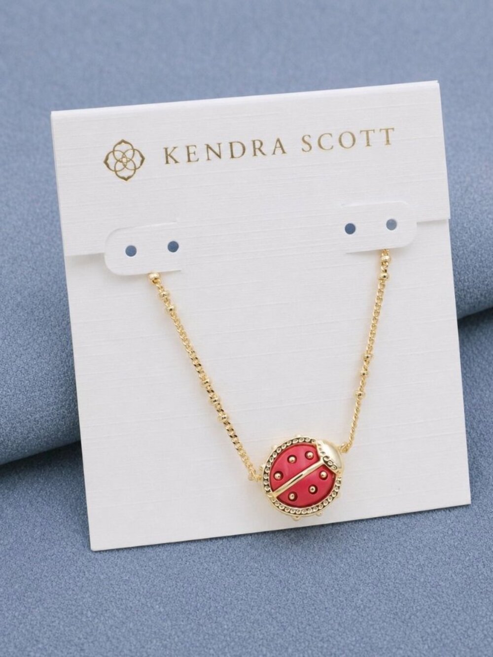 Kendra Scott Ladybug Necklace - Gold & Red Vermillion